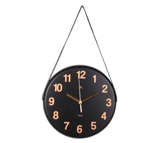 Фото 9 2626-012 (10) Часы настенные из металла с ремешком, d=27 см, черный "Классика" 2022