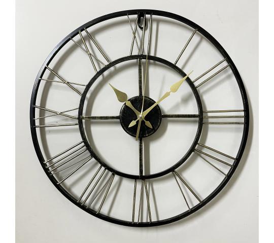 Фото 15 4022-001 ()  Часы настенные из металла, d=40 см, черный с золотом "Лофт" 2022