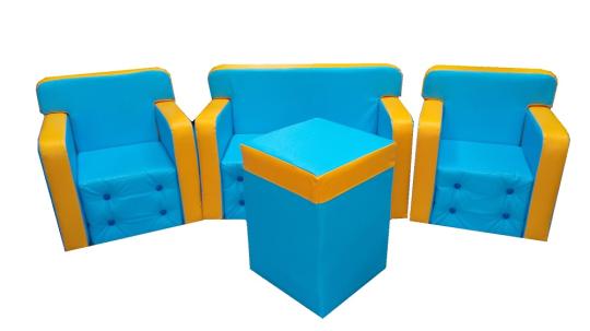 Фото 21 Детская игровая мебель Малютка голубой / желтый 2022