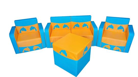 Фото 33 Детская игровая мебель Дельфинчик голубой / желтый 2022