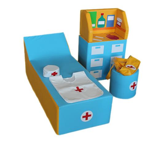 Фото 52 Детская игровая мебель Медицинский уголок голубой / желтый 2022