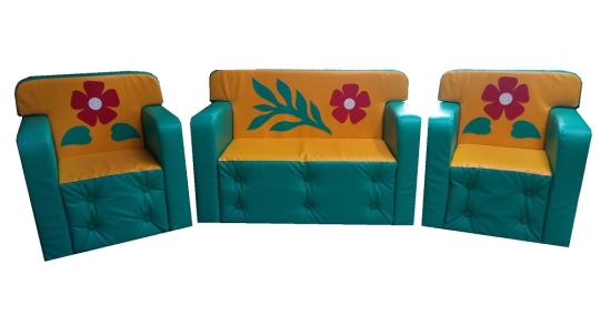 Фото 57 Детская игровая мебель Комфорт с аппликацией зеленый / желтый 2022