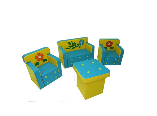 Фото 58 Детская игровая мебель Комфорт с аппликацией голубой / желтый 2022