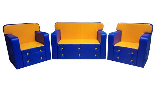 Фото 60 Детская игровая мебель Комфорт (без столика) синий / желтый 2022