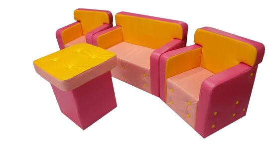 Фото 75 Детская игровая мебель Комфорт розовый / желтый 2022